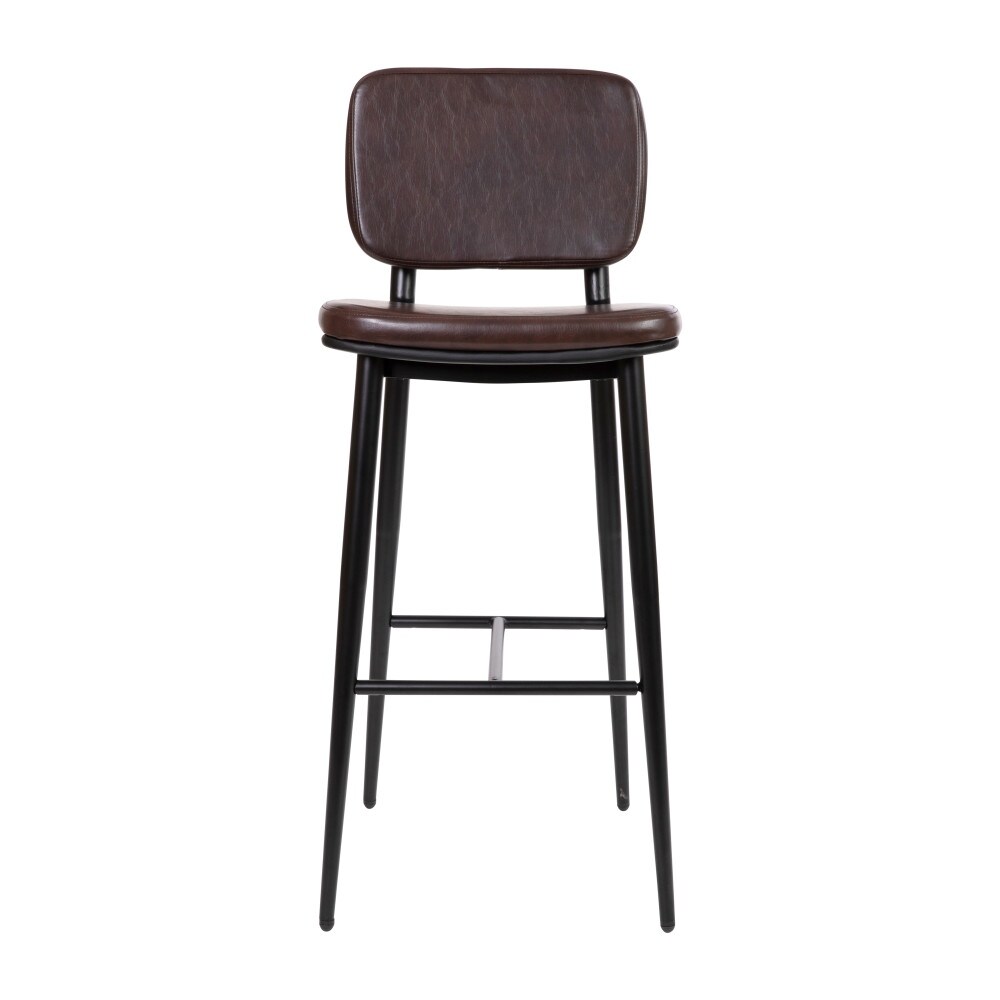 Set of 2 Upholstered Bar Stools with Metal Frames