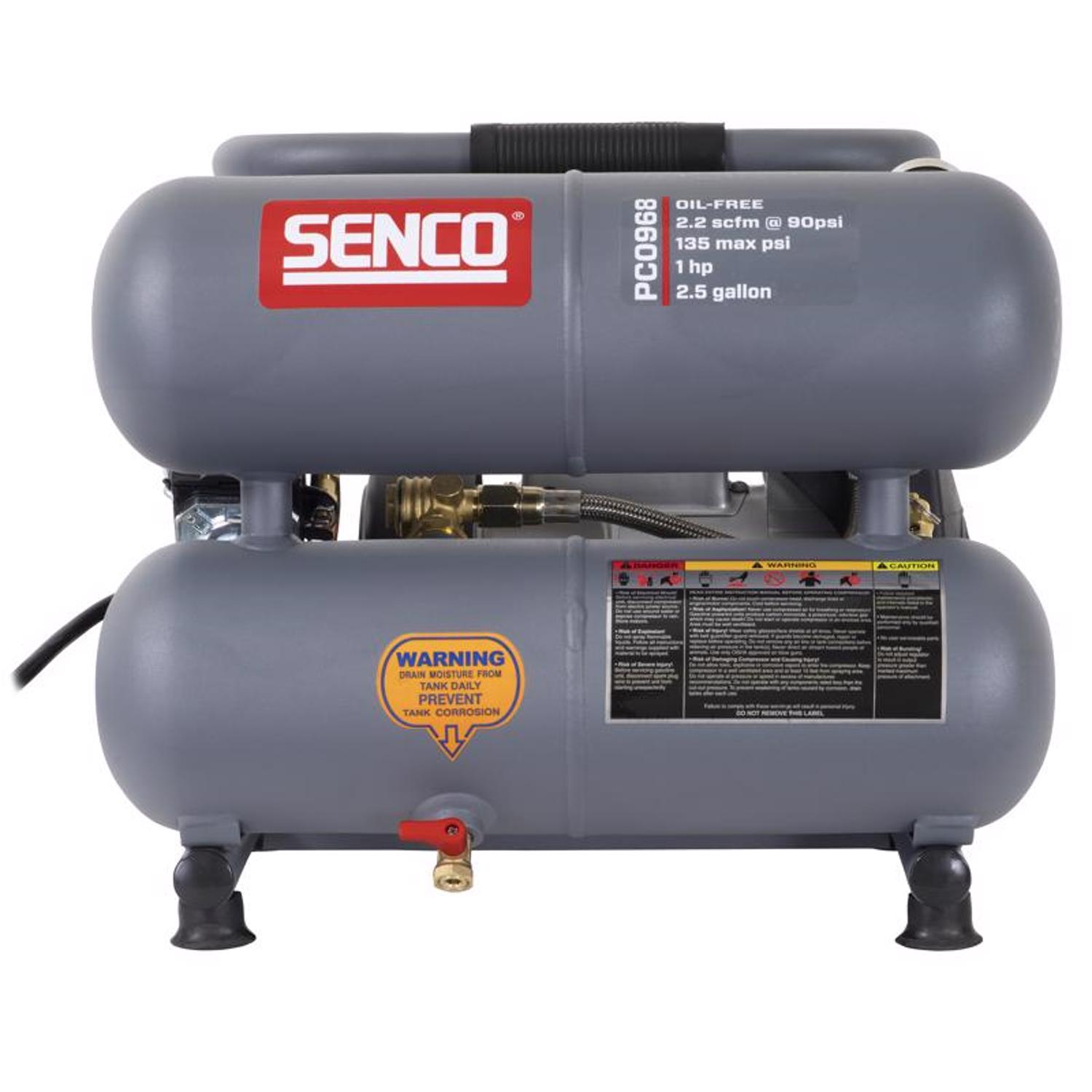 Senco 2.5 gal Horizontal Portable Air Compressor 135 psi 1 HP