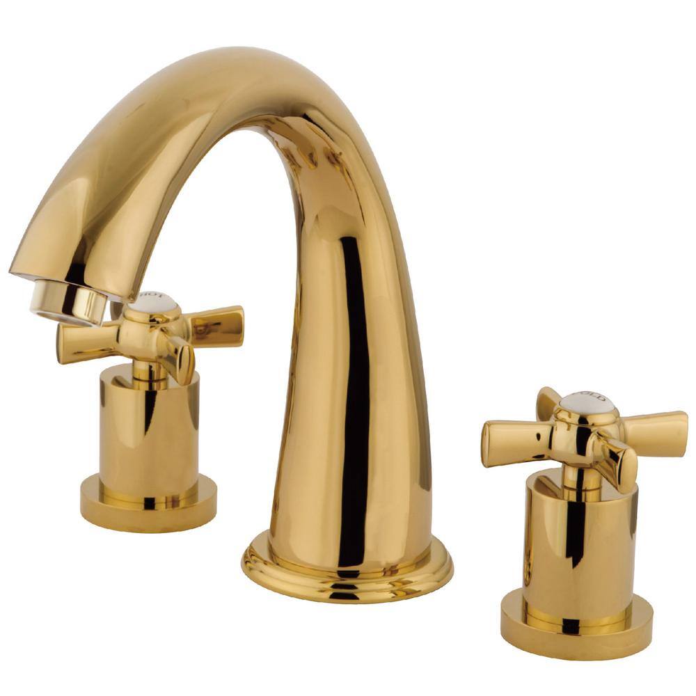 Kingston Brass Millennium 2-Handle Deck Mount Roman Tub Faucet in Polished Brass HKS2362ZX