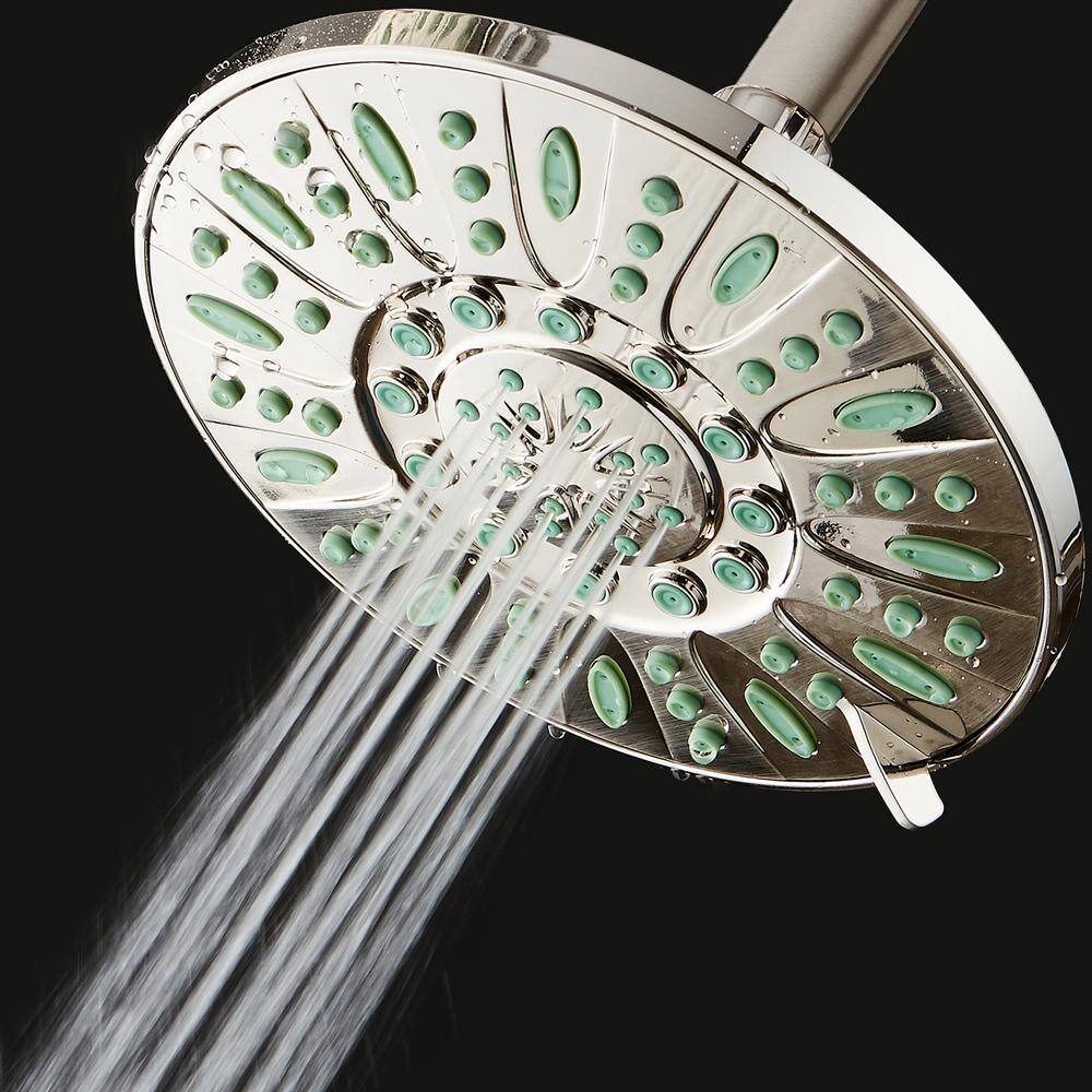 AquaDance Antimicrobial 6-Spray Patterns 7 in. Single Wall Mount Rainfall Fixed Showerhead with High Pressure in Brushed Nickel 82208