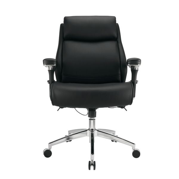 Modern Comfort Keera Bonded Leather Mid-Back Manager's Chair， Onyx/Chrome， BIFMA Certified