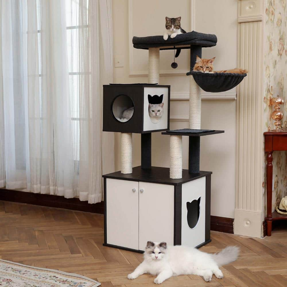 Foobrues Wooden Large Closet Modern Cat Tower Cat House PSL-23170604