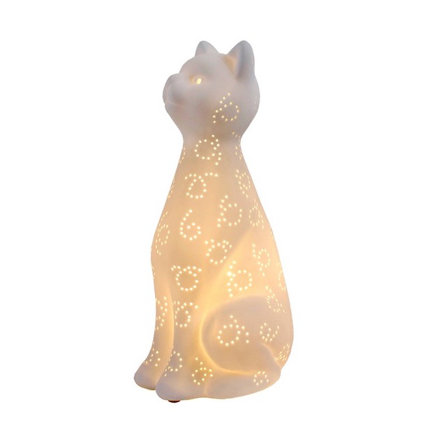 Porcelain Kitty Cat Shaped Animal Light Table Lamp White Simple Designs