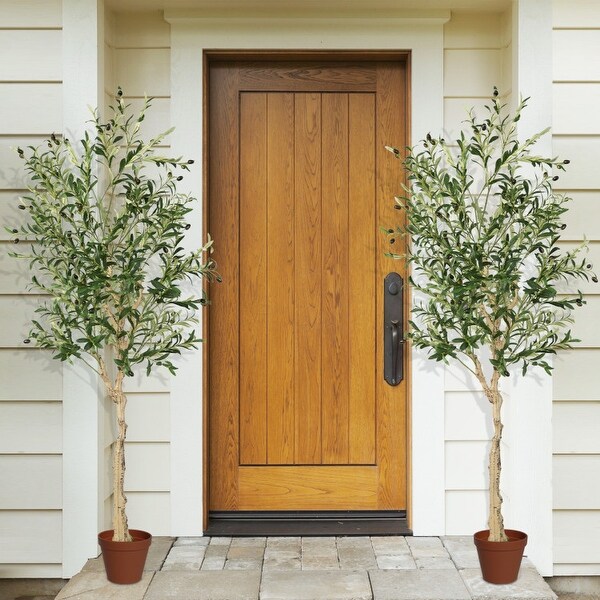 6 Feet Artificial Olive Tree in Cement Pot