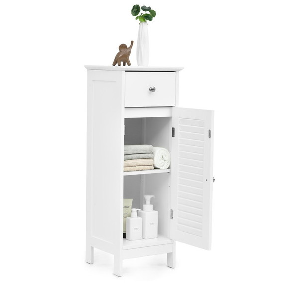 Costway 72615839 Woodern Bathroom Floor Storage Ca...