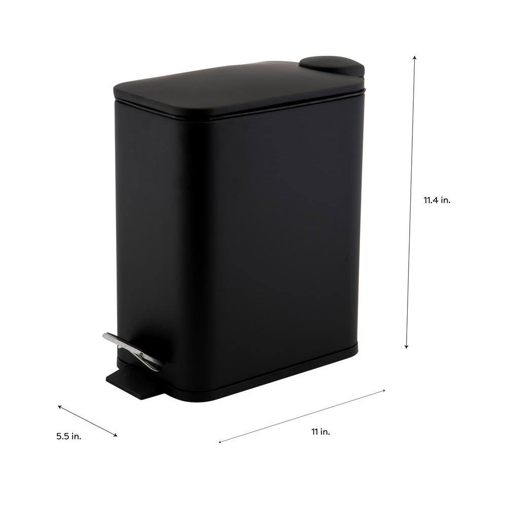 SIMPLIFY Slim Rectangular 5 Liter Pedal Trash Bin with Soft Close Lid in Black 10059-BLACK