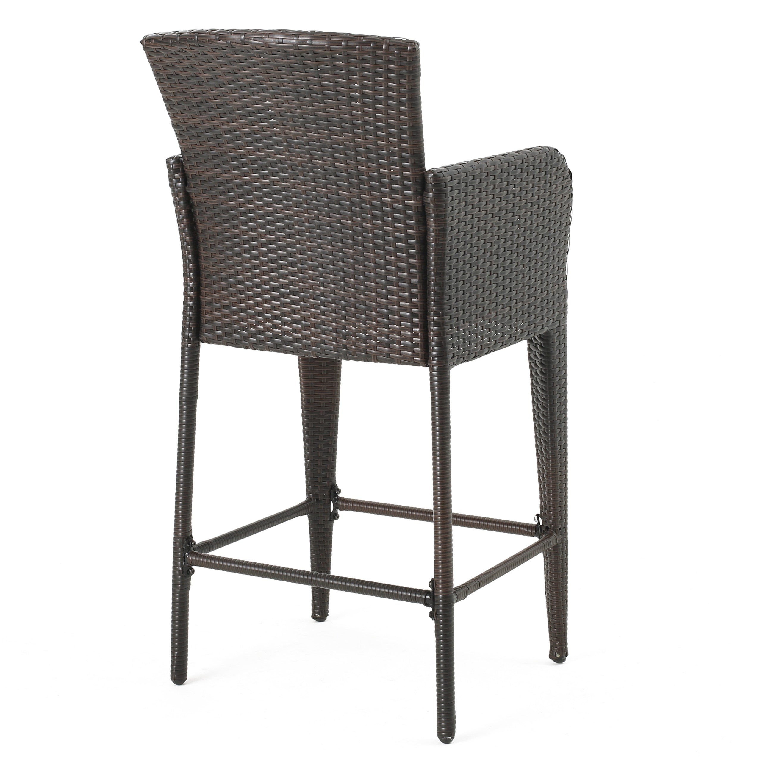 Bheleso 28-Inch Contemporary Outdoor Multibrown Wicker Barstool (Set of 4)