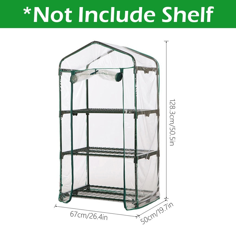 3/4/5-Tier Transparent Rectangle Waterproof PVC Warm Garden Tier Mini Household Plant Greenhouse Cover (without Iron Stand)