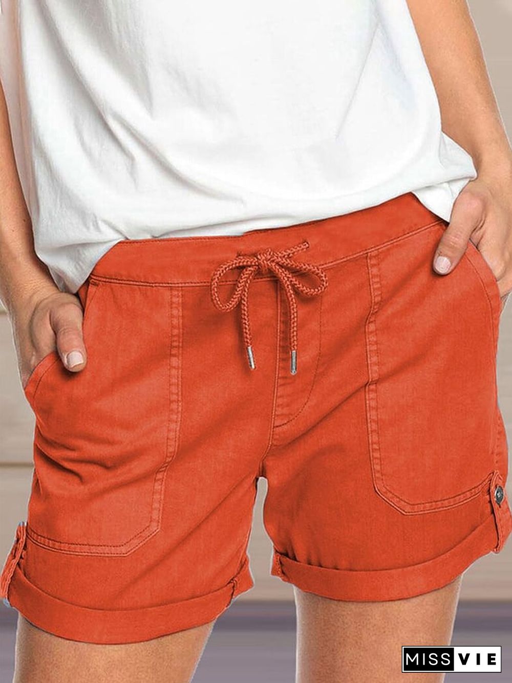 Women's Casual Solid Color Cargo Shorts