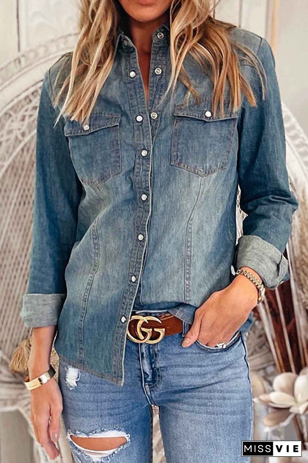 Retro Western Denim Shirt