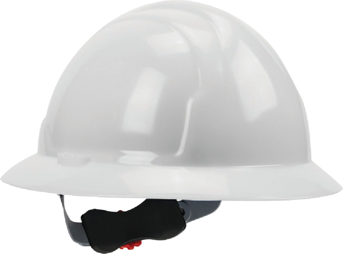 Safety Works Full Brim Wheel Ratchet Hard Hat Universal White