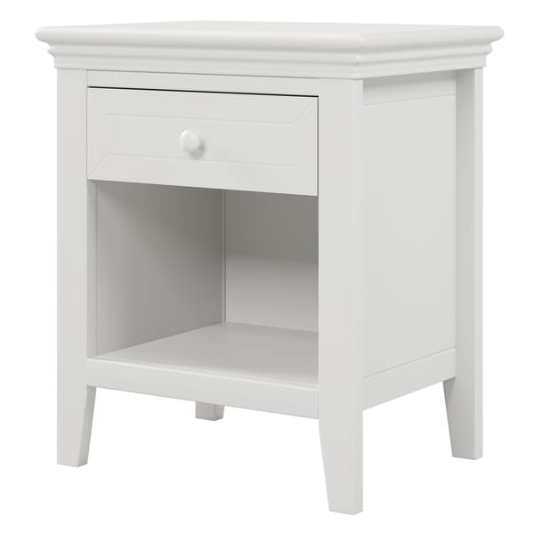 Traditional Concise Style White Wood One-Drawer Nightstand