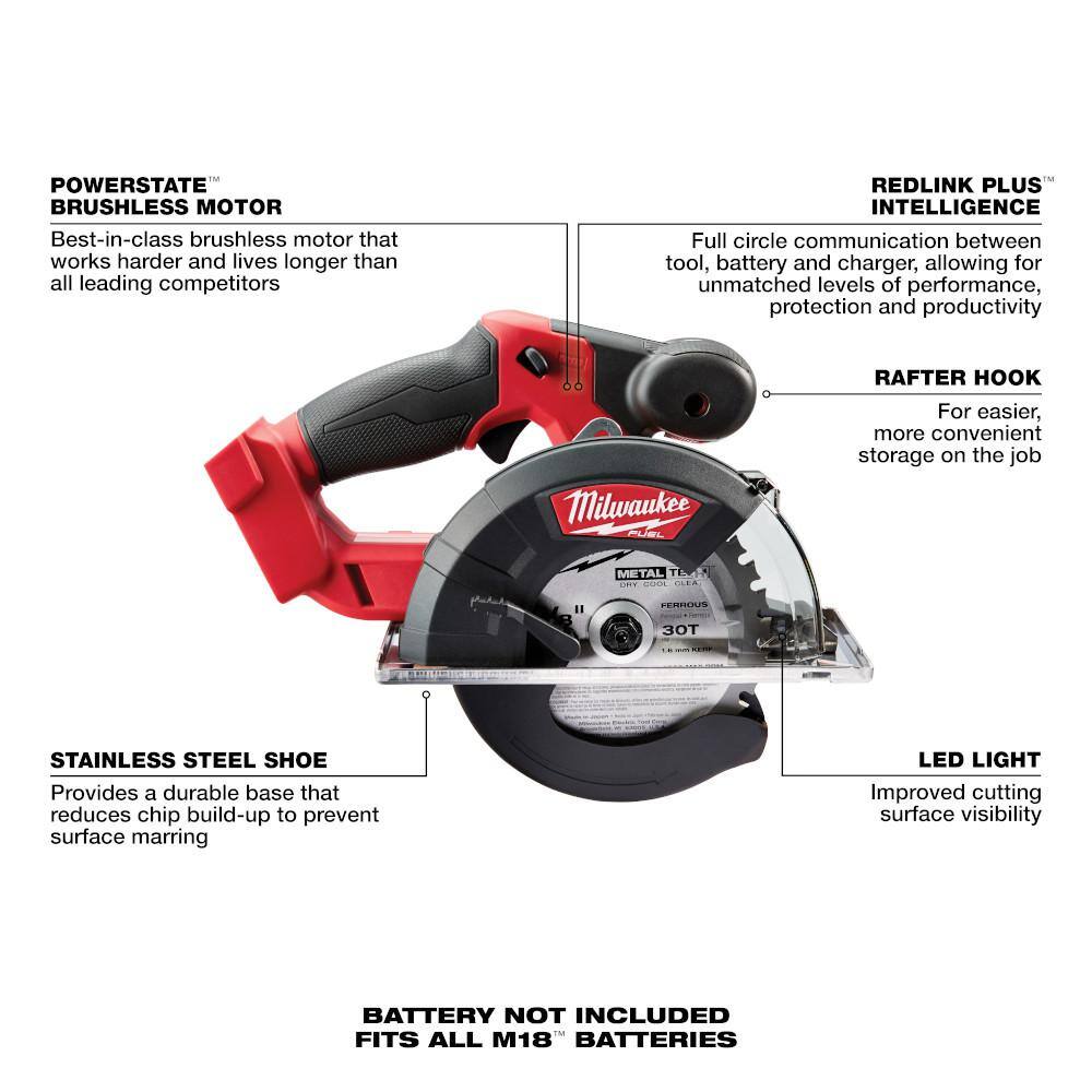 MW M18 FUEL 18V Lithium-Ion Brushless Cordless 4-12 in.5 in. Grinder with Metal Circular Saw and (2) 6.0 Ah Batteries 2880-20-2782-20-48-11-1862