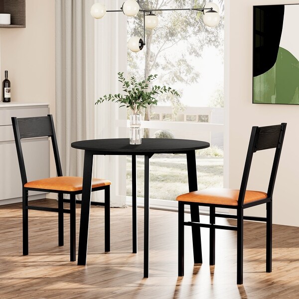 3 Piece Dining Table Set with Cushioned Chair Small Kitchen Table Set with 1 Table and 2 Chairs