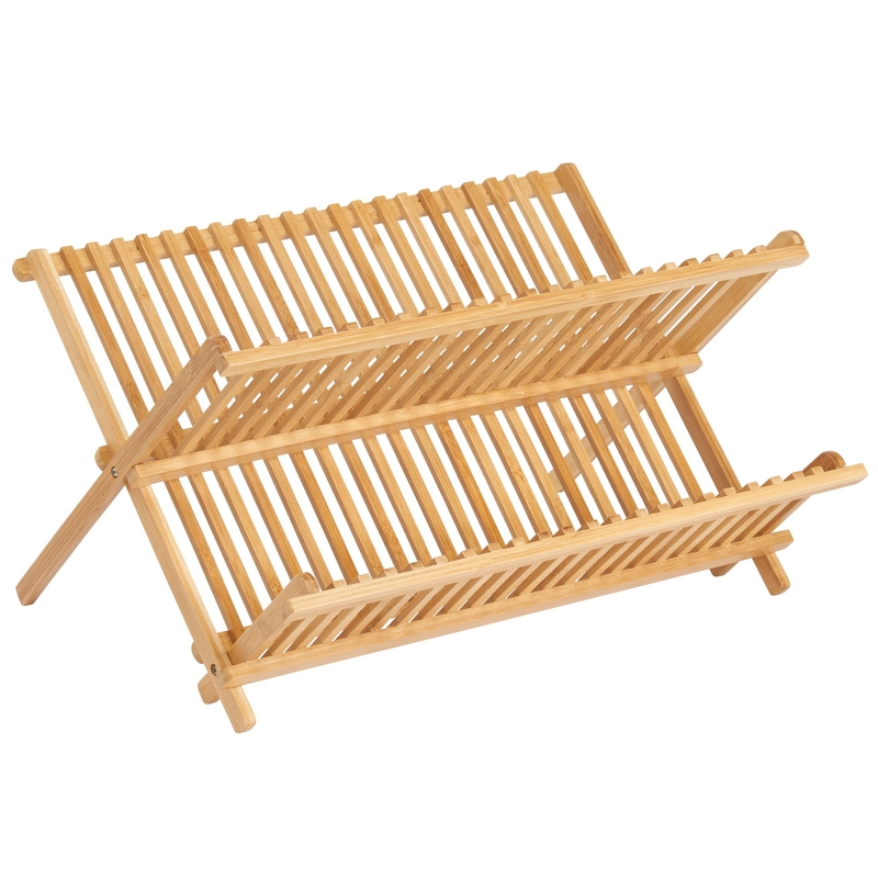 iDesign Brown Bamboo Dish Drying Rack