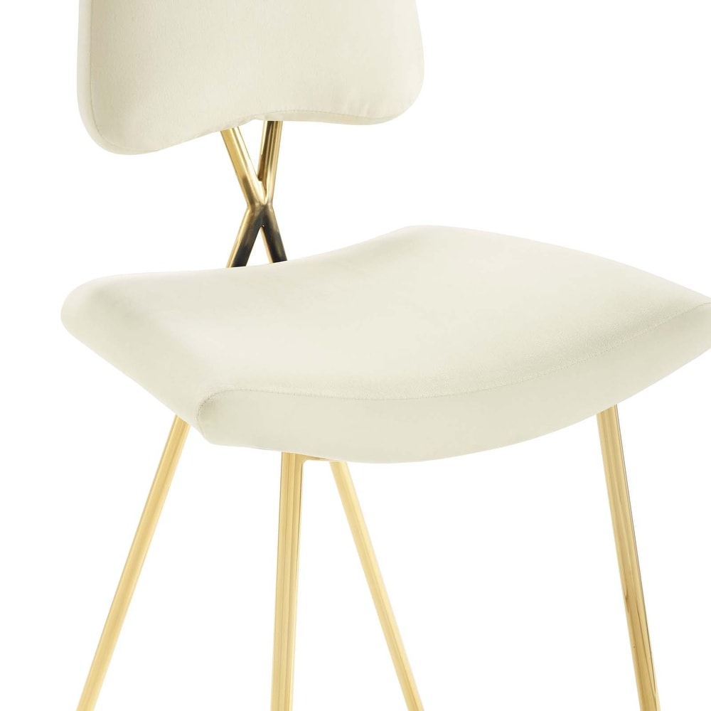 Modway Ponder Performance Velvet Bar Stool  Ivory