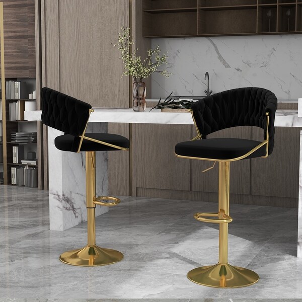 2 Set Modern Bar Stools with Velvet Seat