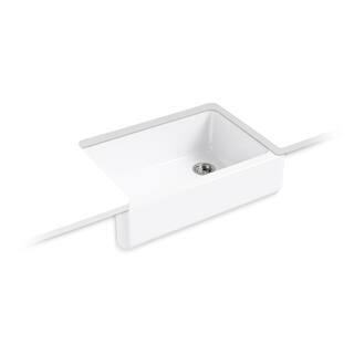 KOHLER Whitehaven All-in-One Undermount Cast Iron 33 in.  Kitchen Sink in White with Tournant Faucet in Stainless Steel 5827-0-77515-VS