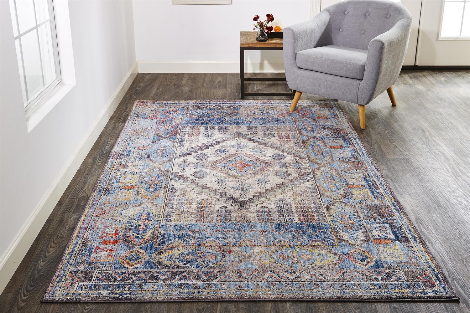 Matana Blue and Gray Rug by BD Fine