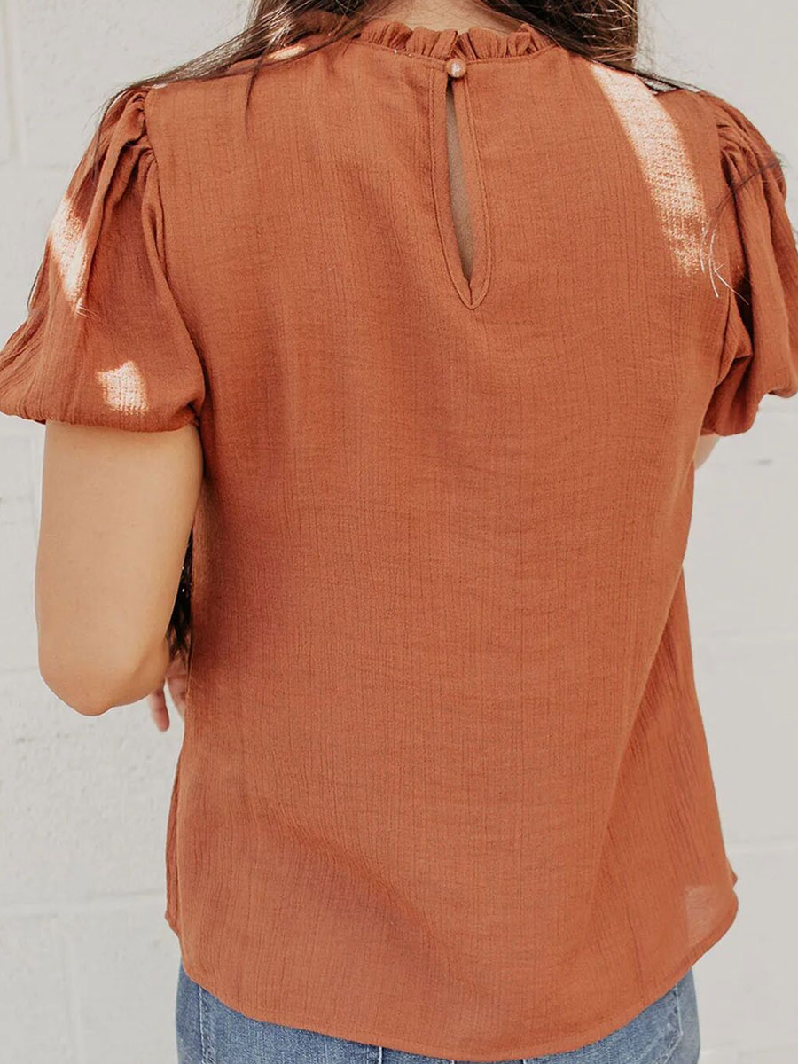 Casual Loose Lace Stitching Short-sleeved Blouse