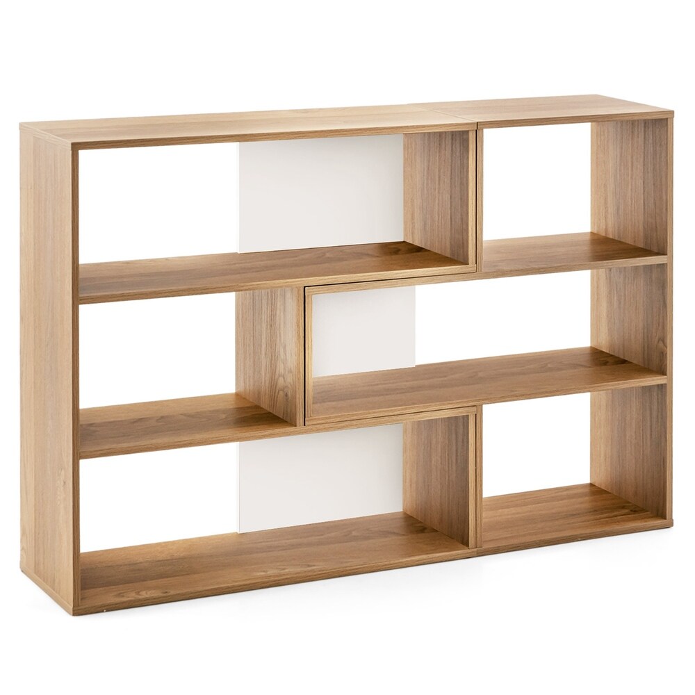 Costway 6 Open Shelf Bookshelf Storage Display Stand Corner Bookcase   52'' x 12'' x 33''