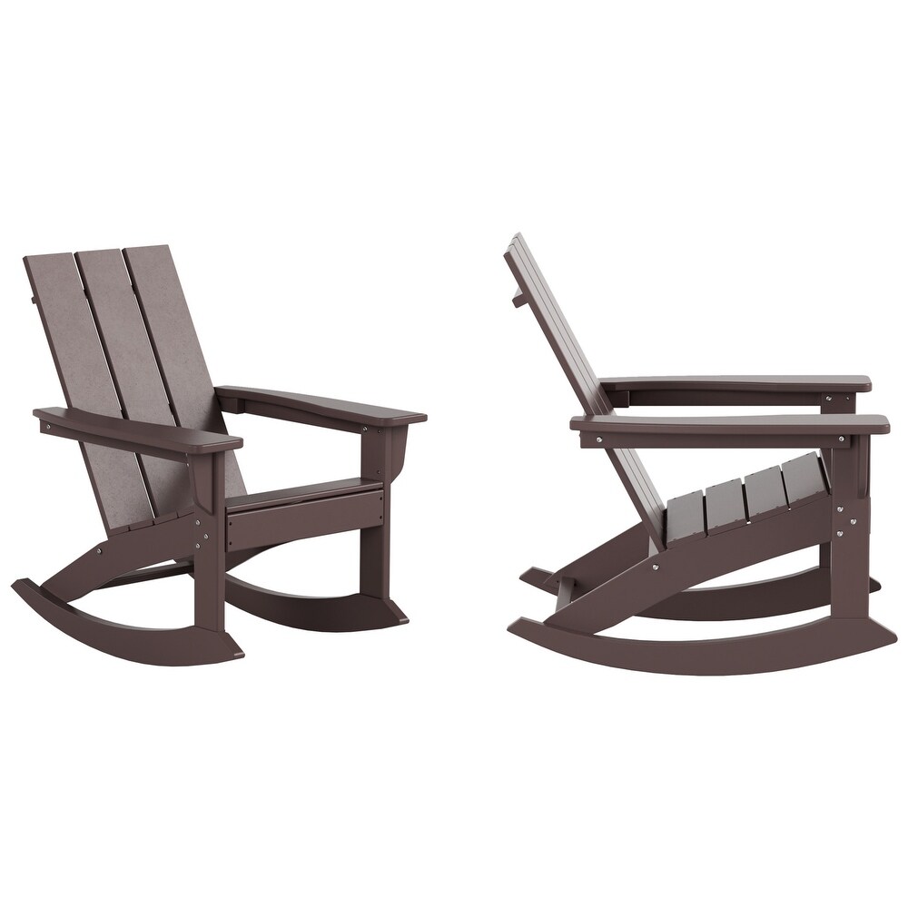 POLYTRENDS Shoreside Modern Eco Friendly  Weather Poly Adirondack Rocking Chairs (Set of 2)