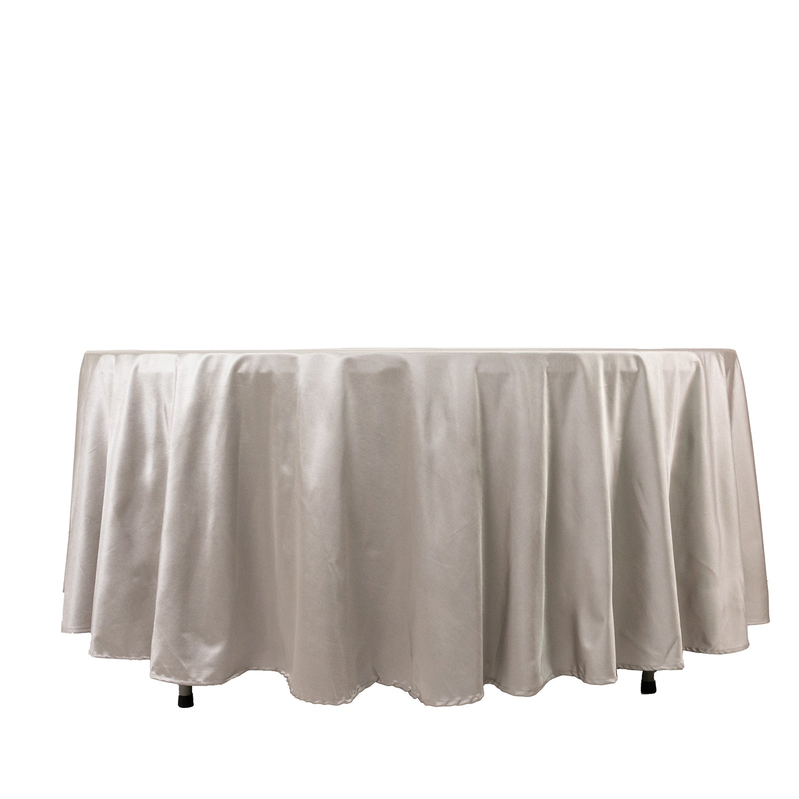 Shimmer Silver Premium Scuba Round Tablecloth, Wrinkle Free Seamless Polyester Tablecloth - 108