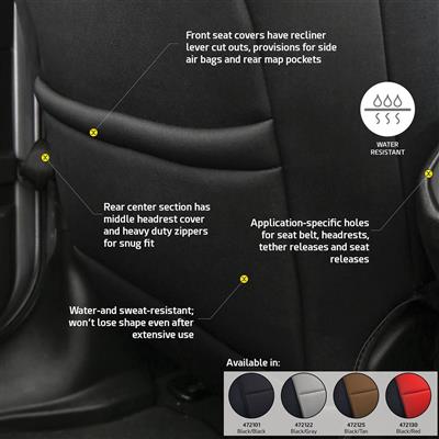 Smittybilt 472122 Charcoal/Black Neoprene Seat Covers for 2018+ Jeep Wrangler JL 4-Door