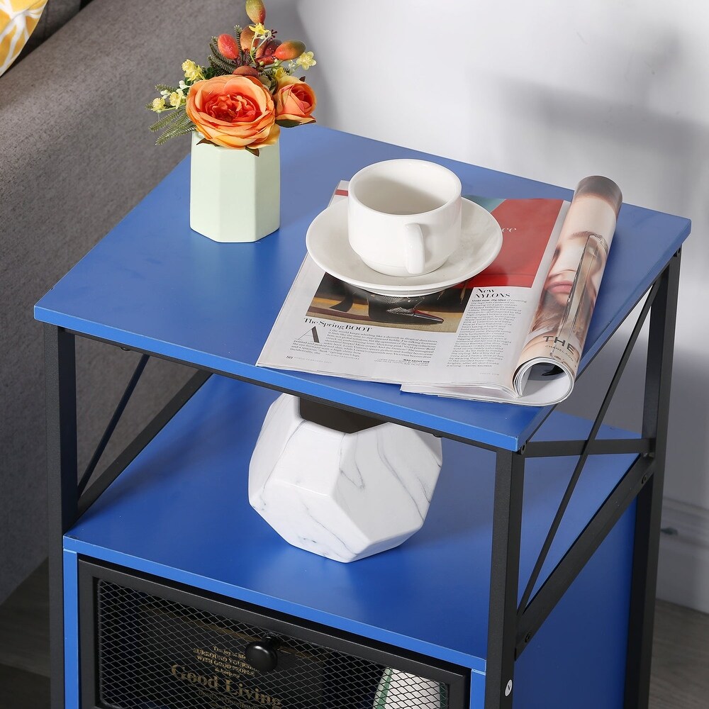 VECELO 23.8'' Tall Nightstand with Storage Shelves