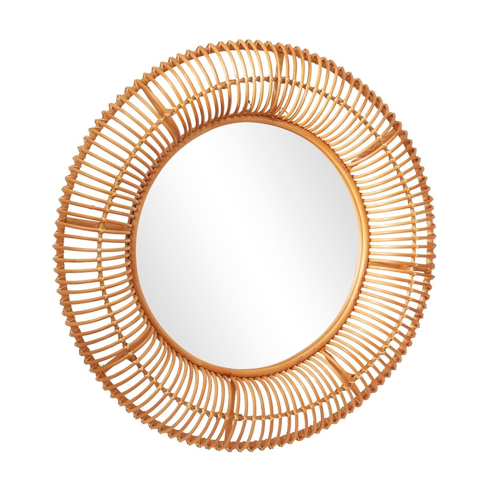 Brown Rattan Handmade Woven Wall Mirror