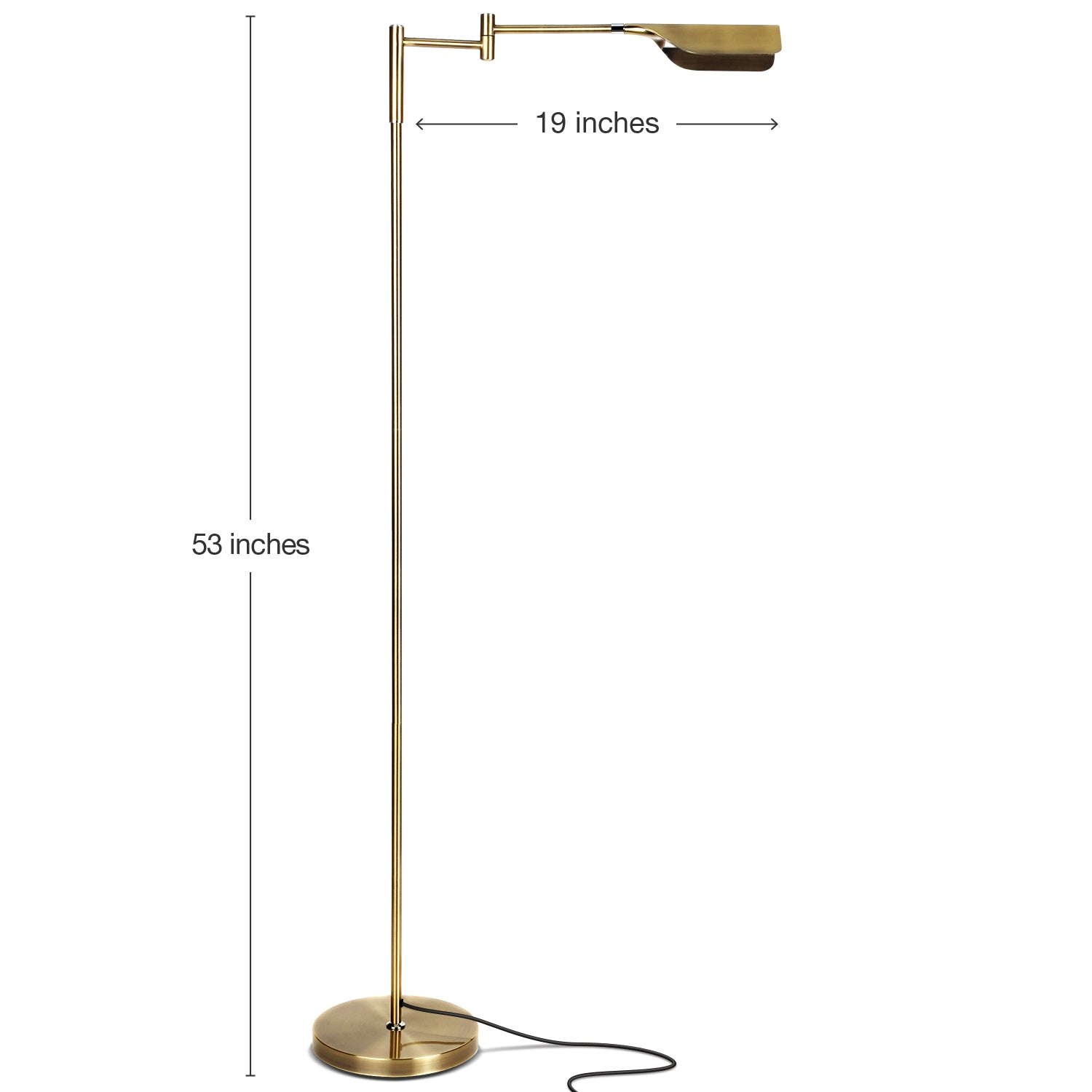 Leaf LED Floor Lamp, Pharmacy LED Floor Lamp for Living Rooms & Offices, Adjustable Standing Lamp for Bedroom Reading, Tall Lamp For Sewing & Craftwork - Brass, Gold