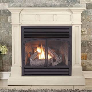 Duluth Forge Dual Fuel Ventless Gas Fireplace - 32000 BTU T-Stat Control Antique White Finish 170123