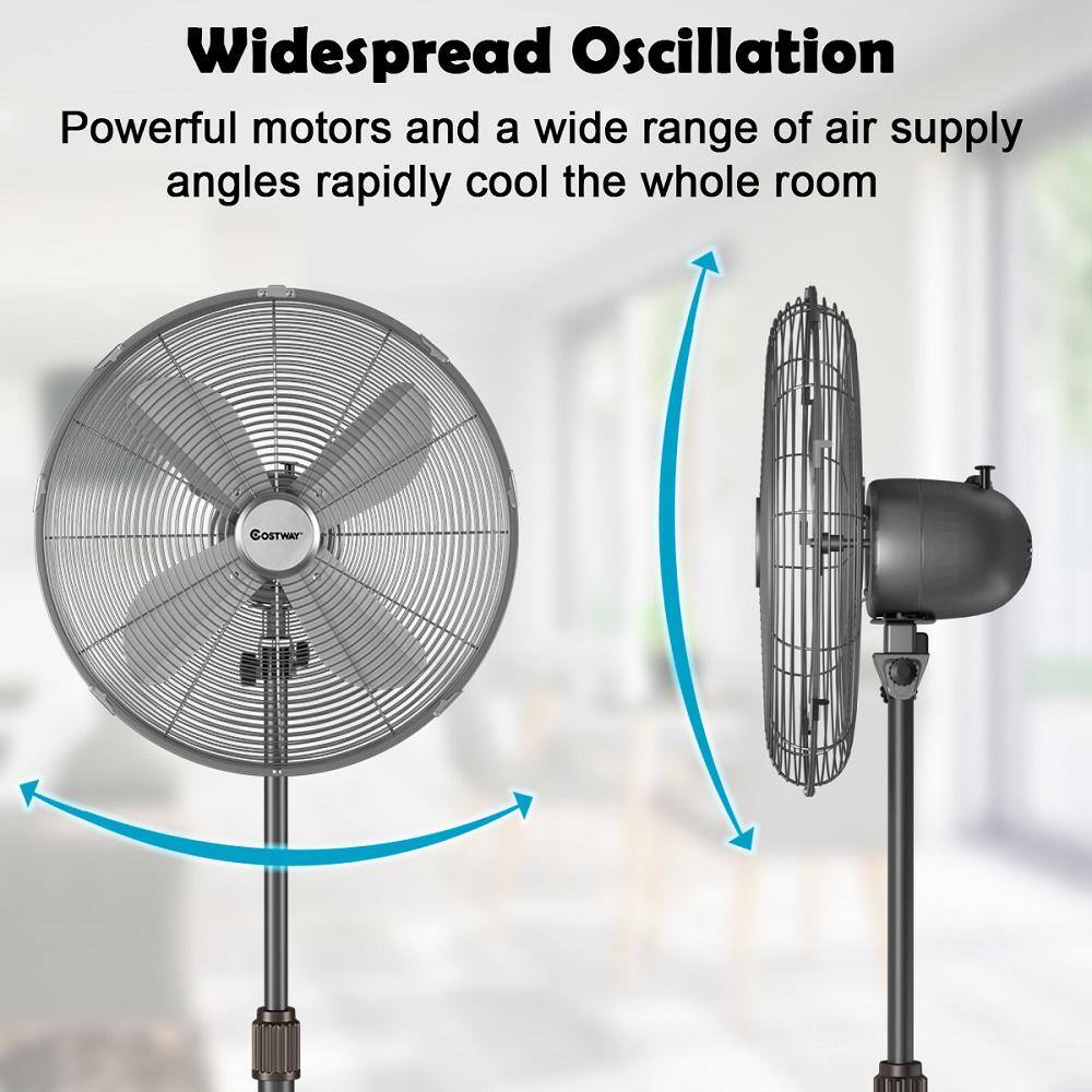 Costway 48.5 in. Metal Oscillating Adjustable-Height Pedestal Fan 3-Speed GHM0250SL