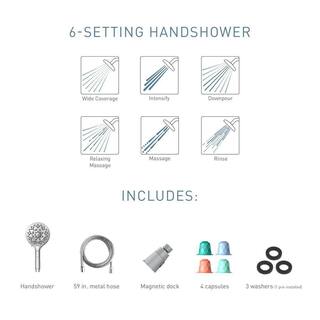 MOEN Aromatherapy 6-Spray 5.6 in. Single Wall Mount Handheld Shower Head with INLY Shower Capsules and Magnetix in Chrome IN208H2