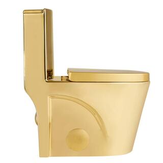 FINE FIXTURES Ultraluxe 12 in. Rough-In 1-Piece 11.6 GPF Dual Flush Elongated Toilet in Shiny Gold Seat Included MOTB7GO-O