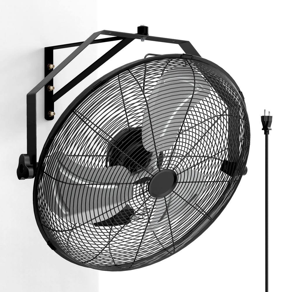 Aoibox 20 in. Black Metal 3-Speed High-Velocity Wall Mount Ventilation Fan with Rack and L-Iron SNMX5269