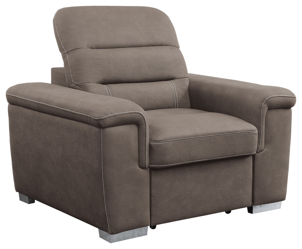 Brooks Accent Chair With Pull Out Ottoman   Contemporary   Armchairs And Accent Chairs   by Lexicon Home  Houzz