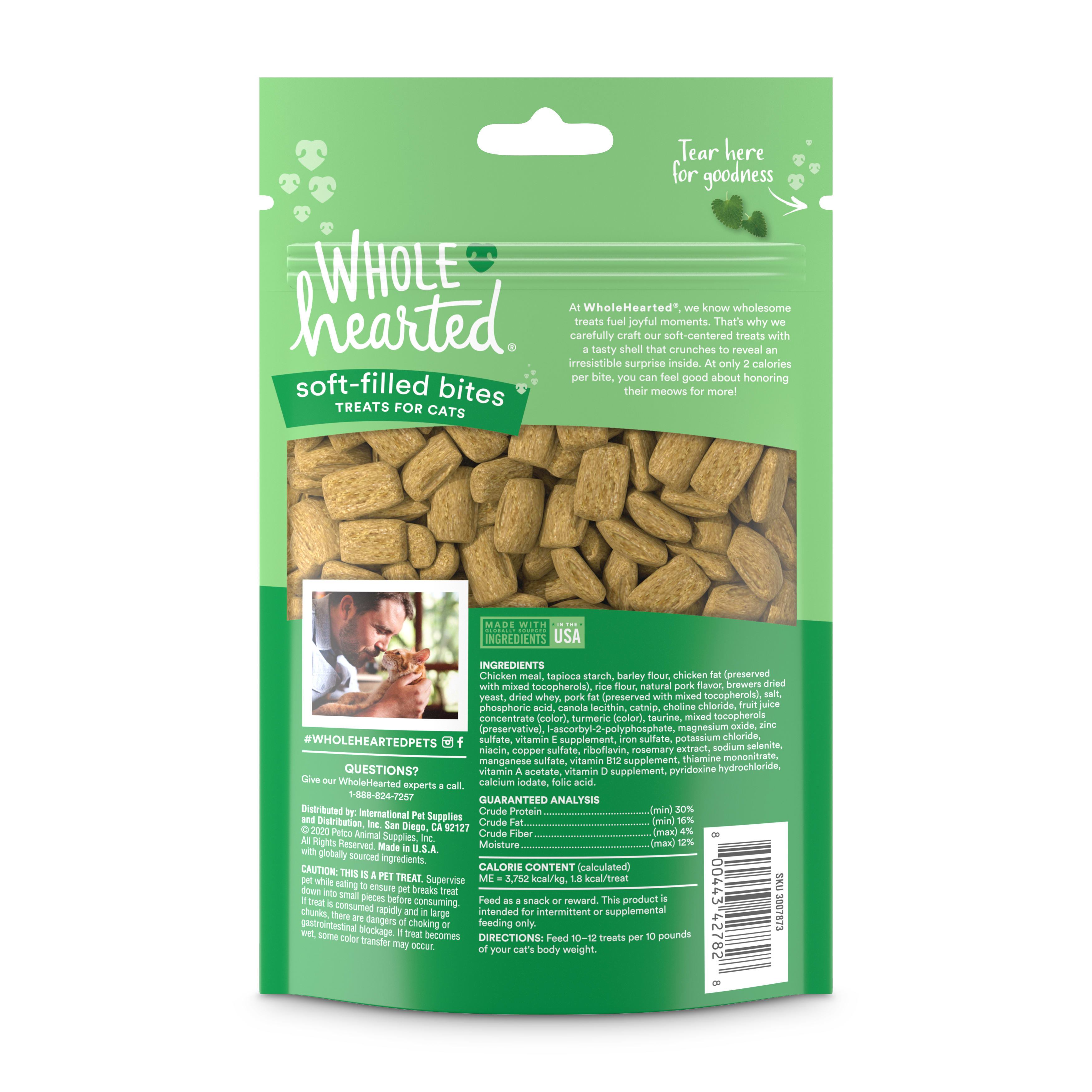 WholeHearted Soft Center Crunchy Catnip Flavor Cat Treats， 3 oz.