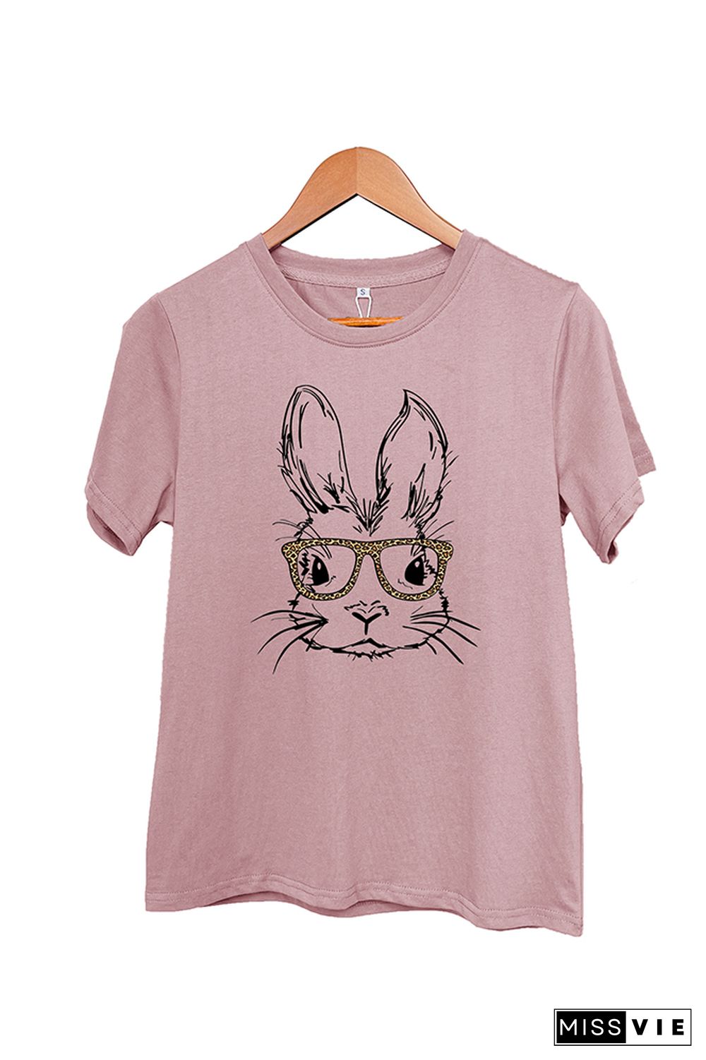 Easter Bunny With Glasses Short Sleeve Graphic Tee Wholesale