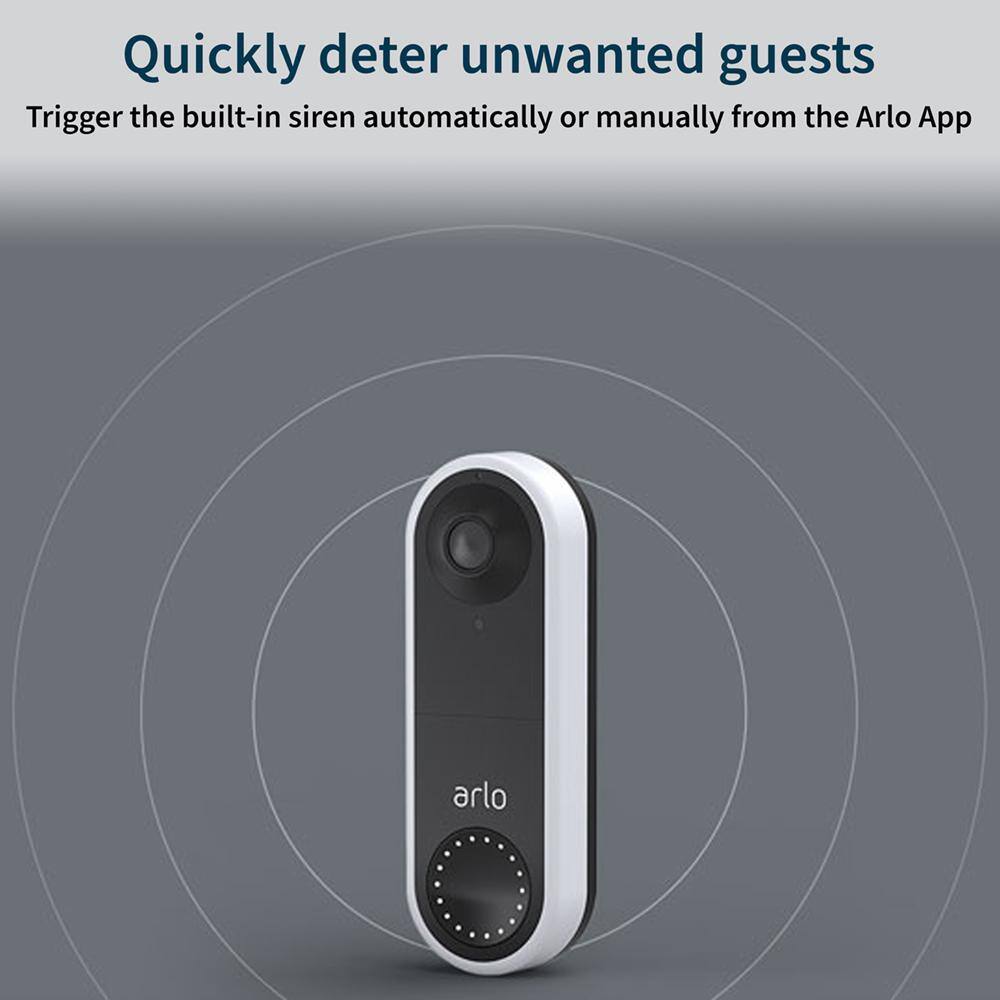 Arlo Essential Wired Video Doorbell - HD Video 180-Degree View Night Vision 2-Way Audio Easy Installation White AVD1001-100NAS