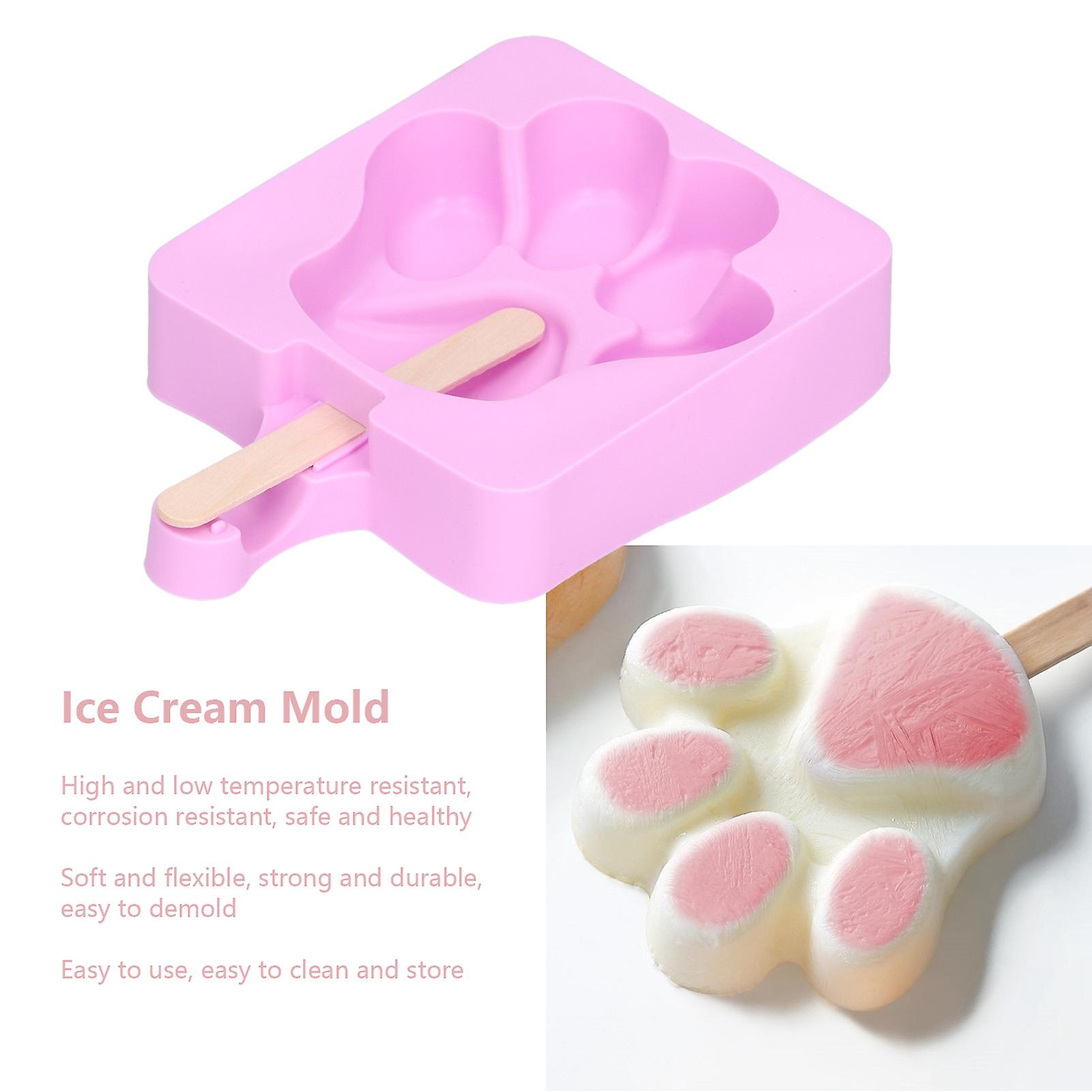 3pcs Silicone Popsicle Molds， Reusable Ice Pop Molds Diy Homemade Ice Cream Molds With 60 Sticks Cute Cat Claw Design Ice Pop Maker For Kids Adult Diy