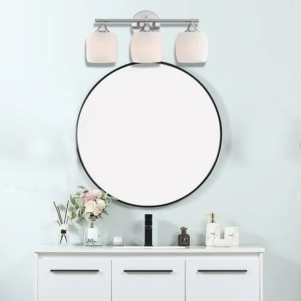 20.4 in. 3-Light Vanity Light with Brush Nickle finish and frosted opal glass