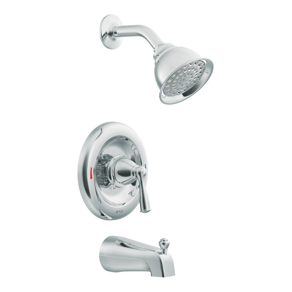 MOEN Banbury 1-Spray Tub and Shower Faucet (Valve Included) with 4 in Centerset 2-Handle Bath Faucet in Chrome T82910-84943