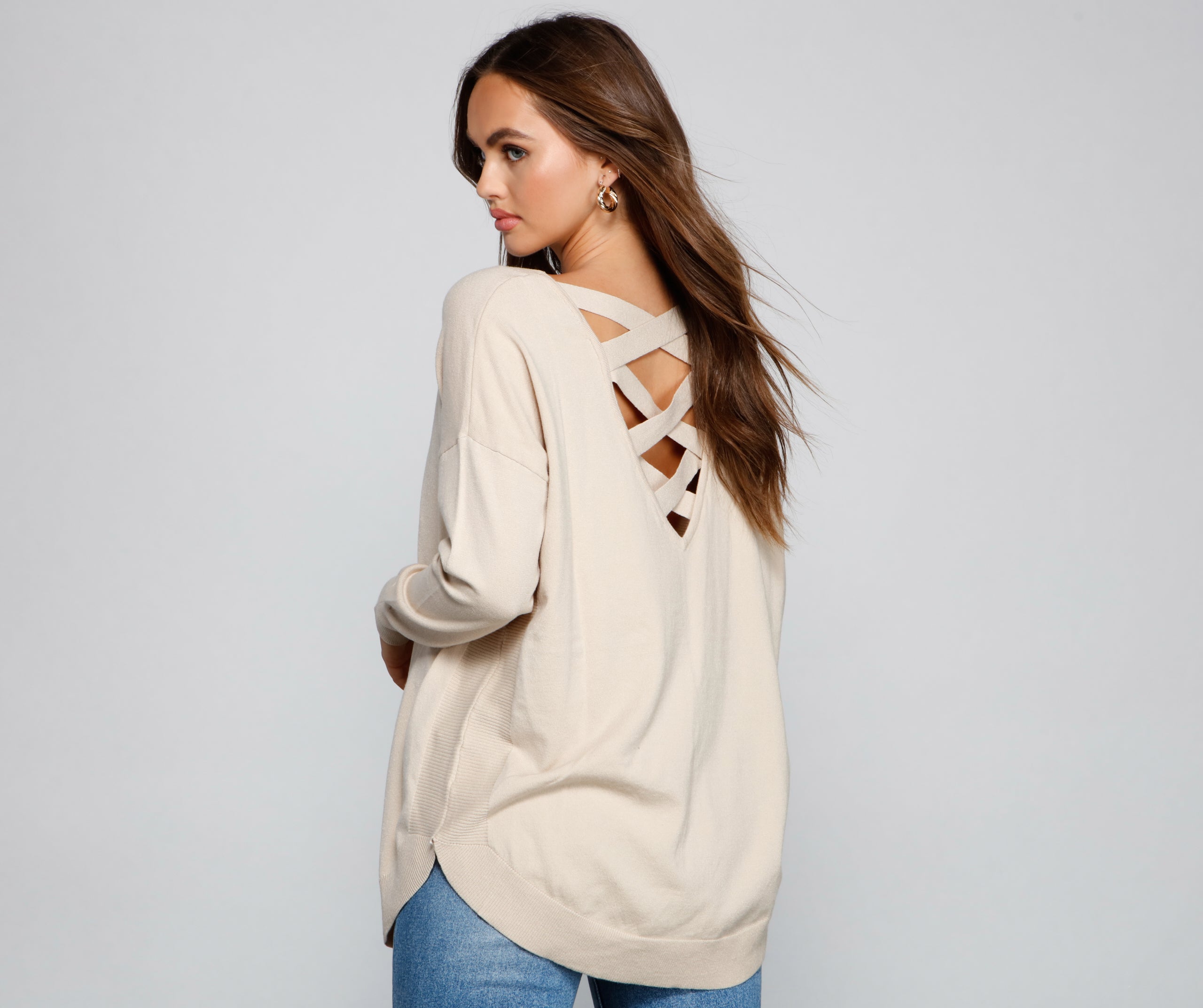 Cozy Basic Lattice Back Tunic