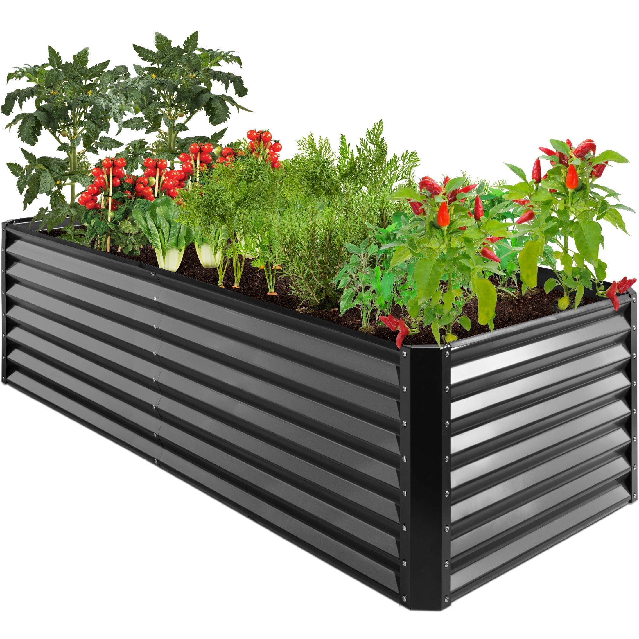 Best Choice Products 8x4x2ft Outdoor Metal Raised Garden Bed, Planter Box for Vegetables, Flowers, Herbs - Gray