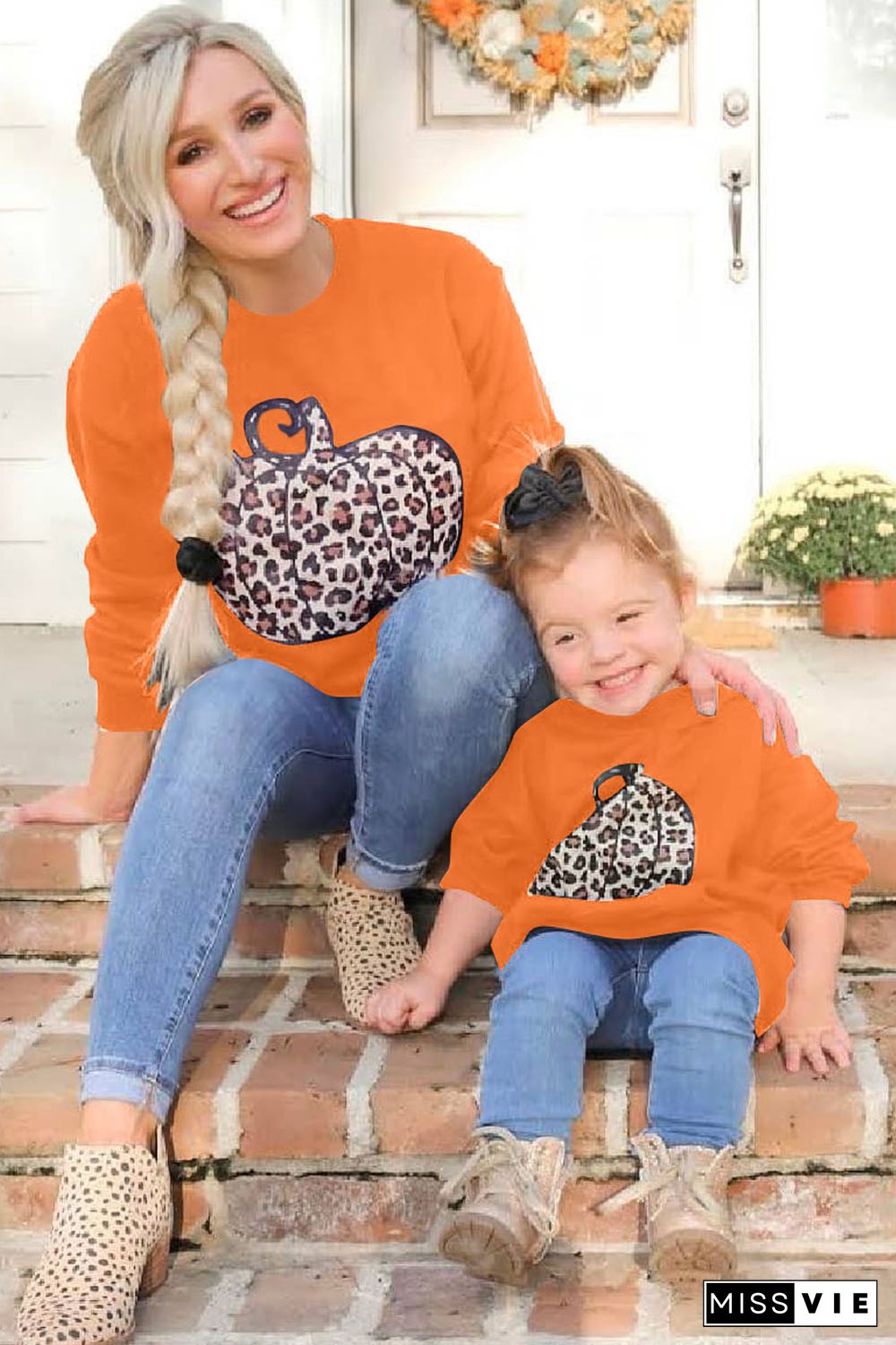 Halloween Pumpkin Print Parent-child Matching Mom's Pullover Sweatshirt