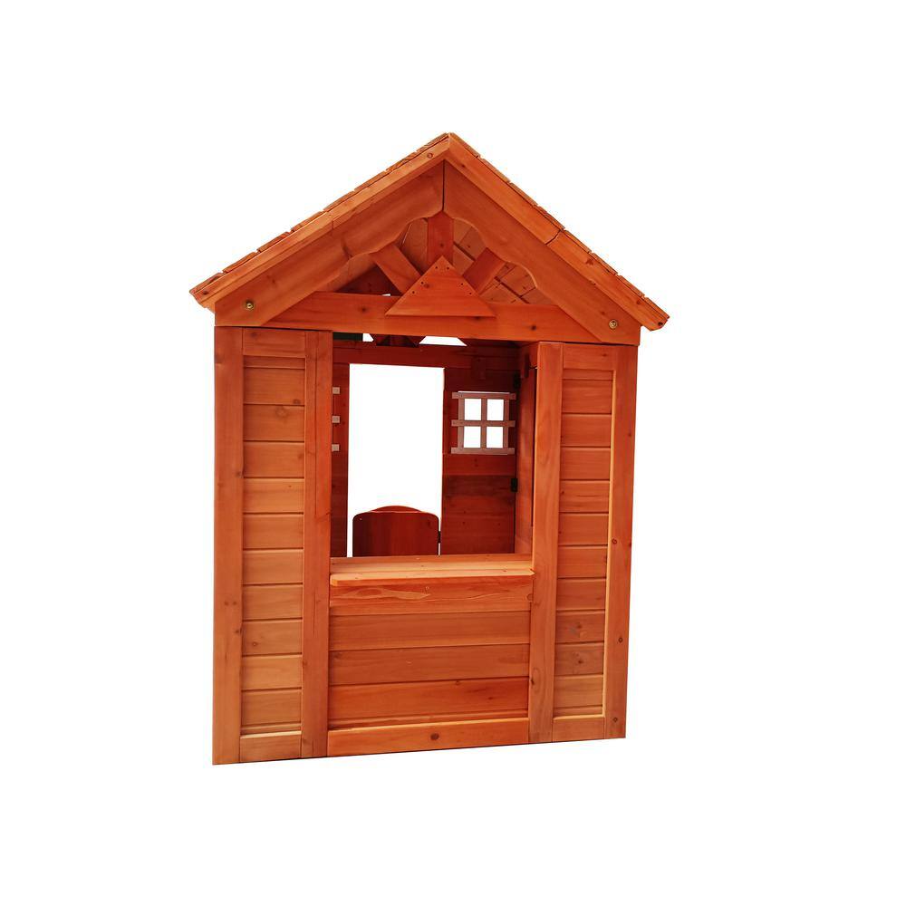 Tidoin All Wooden Kids Playhouse with 2 Windows and Flowerpot Holder Wonh-YDW1-852