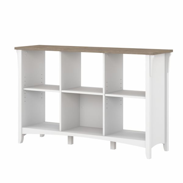 Bush Furniture Salinas 6 Cube Organizer in Pure White and Shiplap Gray