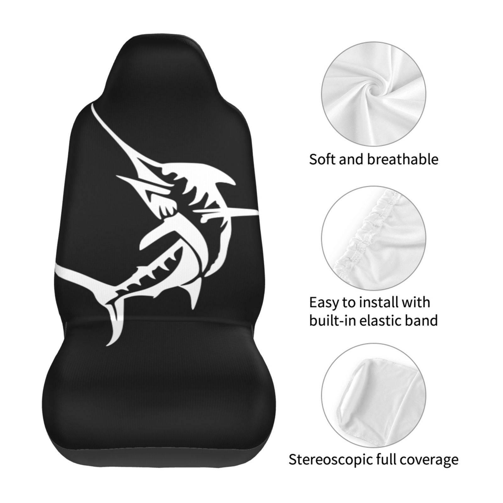 TEQUAN Front Seat Covers， Swordfish Ocean Fish Pattern 2 Piece Car Seat Cover Fit Most Car SUV Truck Van