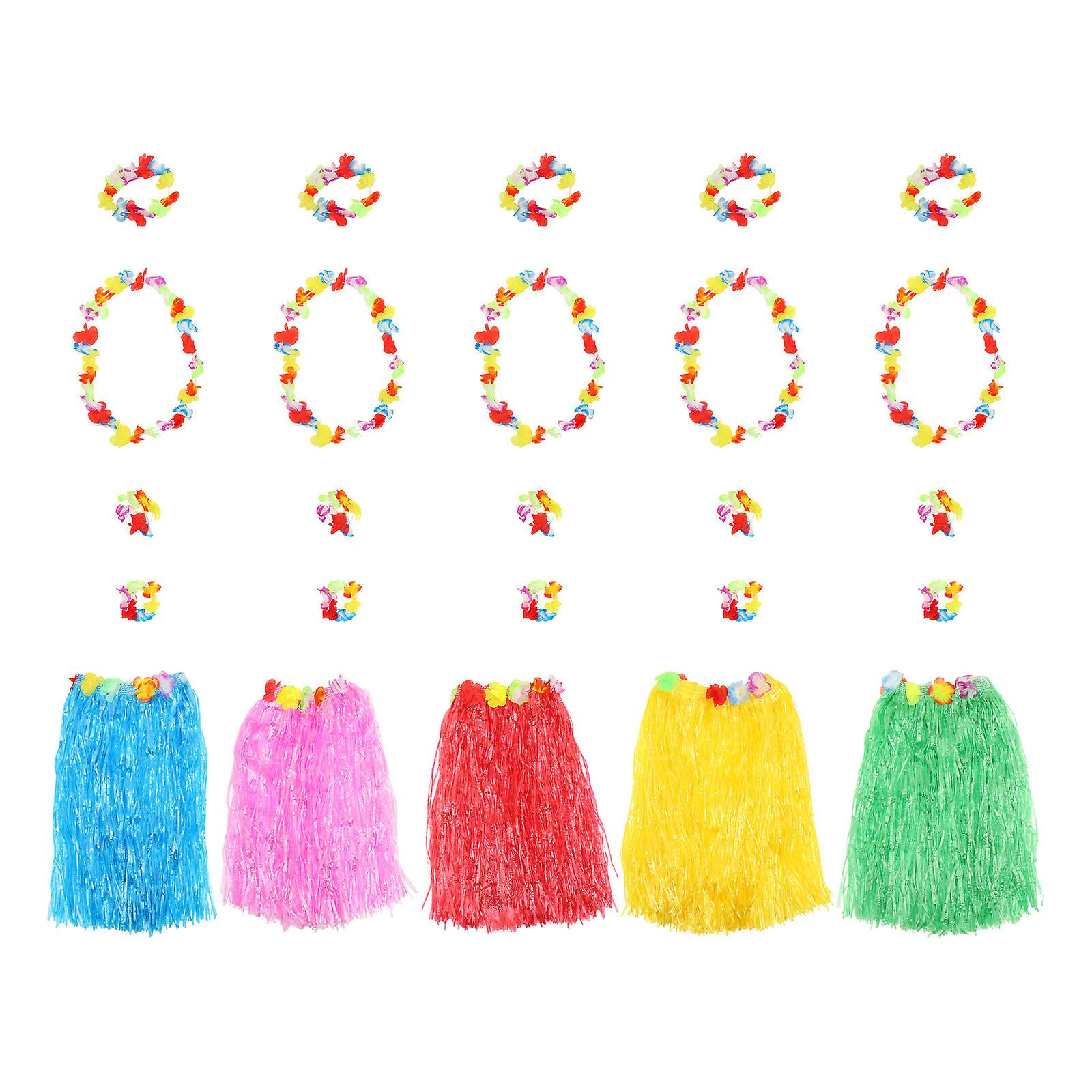 1 Set Of Hawaiian Beach Vacation Straw Skirt Tropical Hawaiian Props Garland